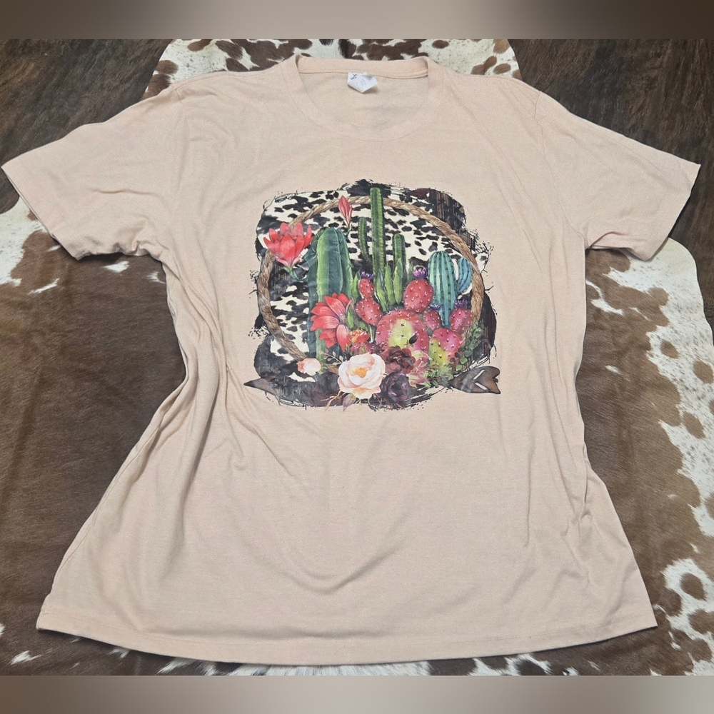 Lucky and Blessed Life Western Beige Tee